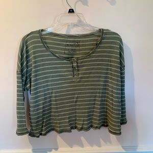 Free People army green 3/4 length sleeve top